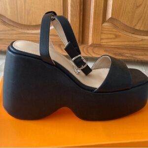 Black Platform Wedge Sandals